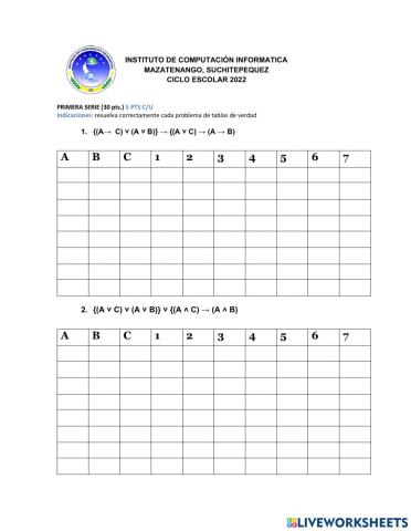 tablas de verdad 2022