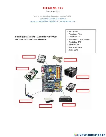 Partes internas de una computadora