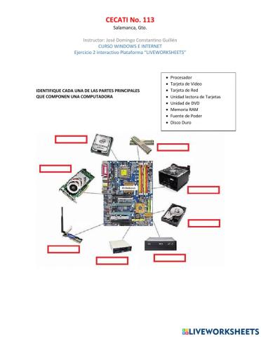 Partes internas de una computadora