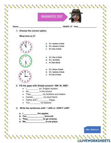 Diagnostic test 3°grade