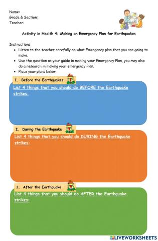Emergency Plan ( Earthquakes)