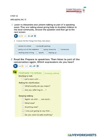 3rd -unit 12 pg 71 speaking