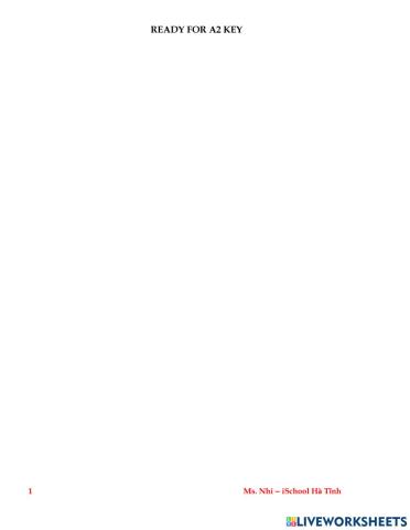 Ready for Key A2 - Test 2