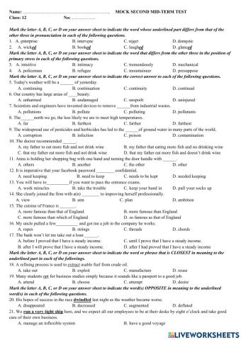 Mock second mid-term test 2