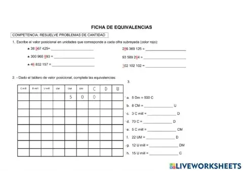 Equivalencias con números naturales