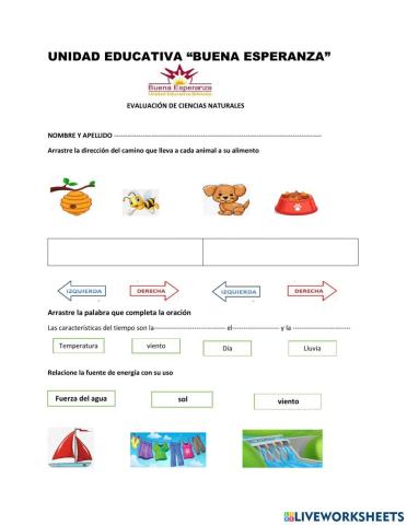 Evaluación de ciencias naturales