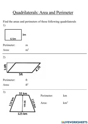 Area and perimeter of quadrilaterals
