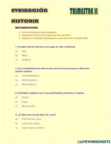 Evaluación historia