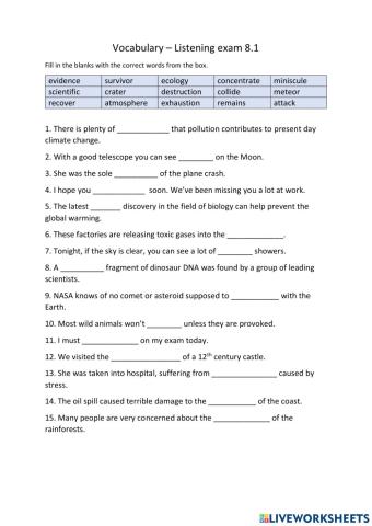 Vocabulary - Listening exam