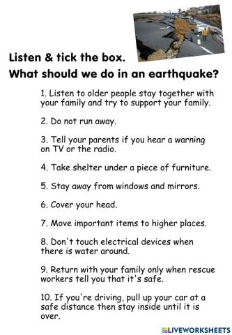 Earthquake safety tips - Listening