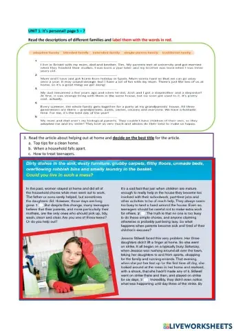 Unit 1: It's personal!