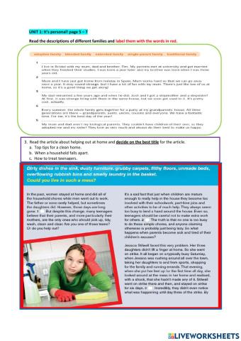 Unit 1: It's personal!