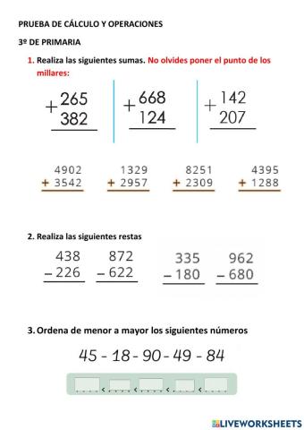 Cálculo 3º primaria
