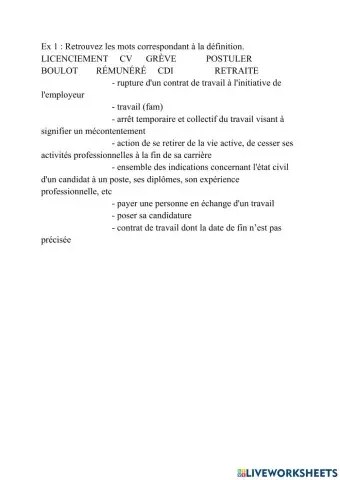 Vocabulaire: La vie professionelle