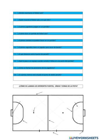 Cuestionario sobre fútbol sala
