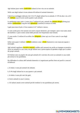 Animali - lower levels