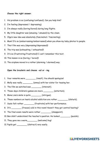 Adjectives with -ed and -ing