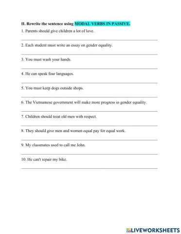 E10-unit 6-modal verb in passive-sheet 2