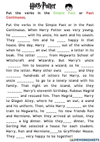 Harry potter past simple and continuous