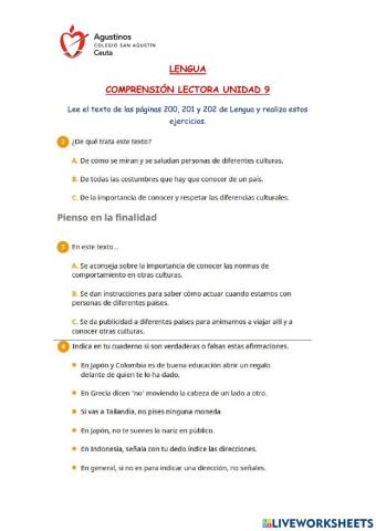 Comprensión Lectora -¡No Metas la Pata!- (Unidad 9)