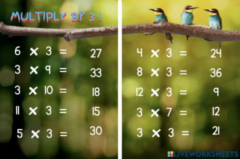 Multiplication Matching- 3's