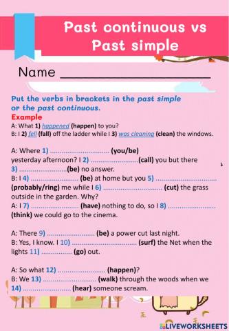 Past continuous vs  Past simple