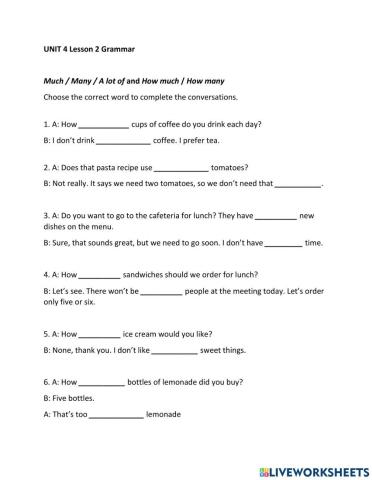 Much - Many - Alot of and How much -  How many