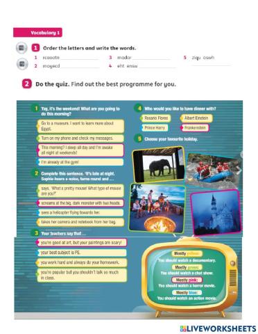 Vocabulary and quiz about TV & Films