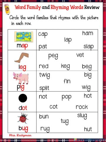 Rhyming Words and Word family Review
