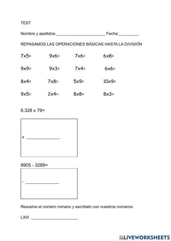 Operaciones básicas hasta la división