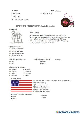 Diagnostic Assessment 7 th A, B,E
