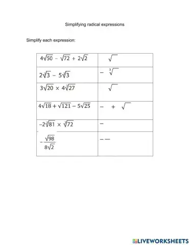 Simplifying radical expressions