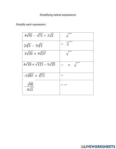 Simplifying radical expressions