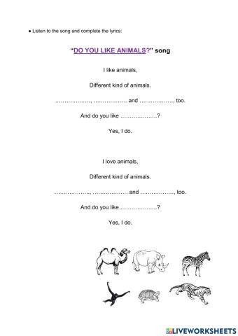 Do you like animals? song
