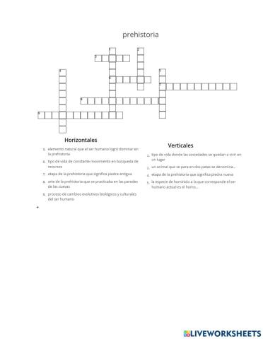 Crucigrama prehistoria