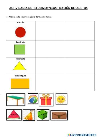 Clasificación de objetos según su forma