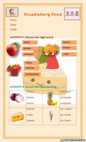 Vocabulary Food
