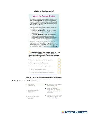 Volcanoes and Earthquakes