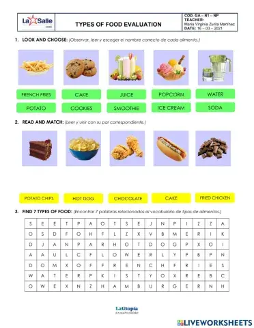 Types of food activity