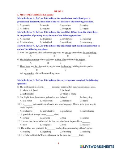 Ôn thi vào 1o - full tn - tập 1