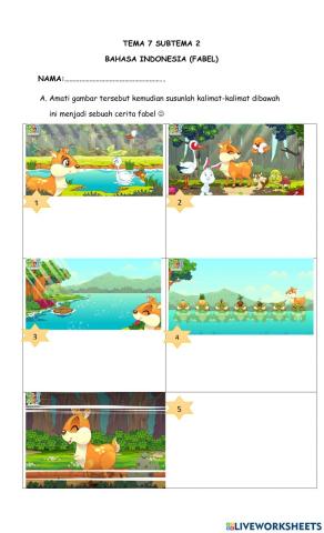 Fabel - merangkai cerita berdasarkan gambar