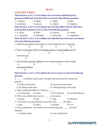 Ôn thi vào 10- đề 2 full tn -tập 1