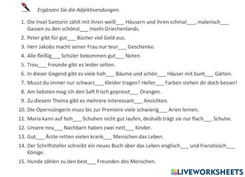 Adjektivendungen ergänzen