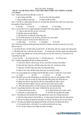 Địa 12. Bài 39. Đông Nam Bộ