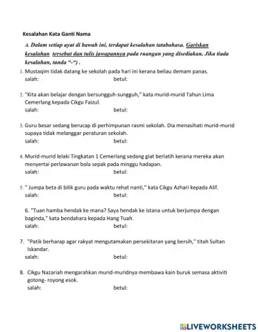 Kesalahan Kata Ganti Nama