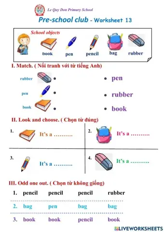 Preschool - School objects- WS13