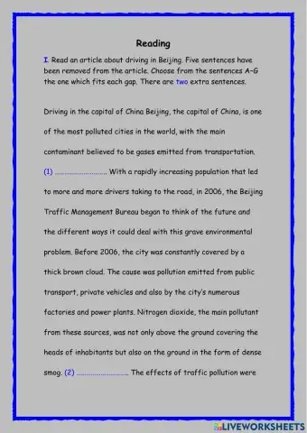 Reading- advanced level