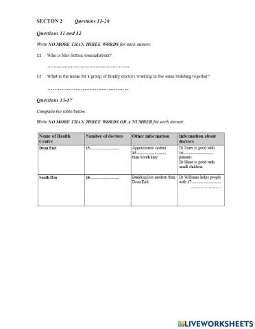 Ielts listening test 1(book 3 part 2)