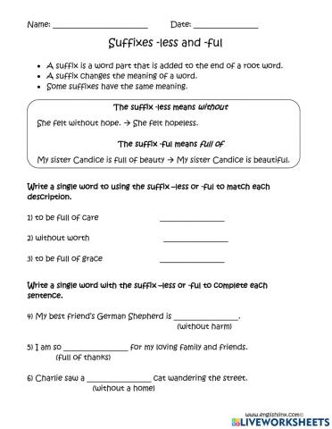 Prefixes and Suffixes