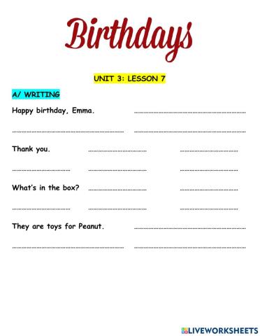 Hang Out Starter Unit 3 Birthdays Lesson 7